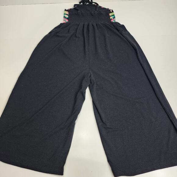 Fab Kids Black Colorful V-Strap Elastic Top Romper Children's Girls Size LG - Picture 5 of 8